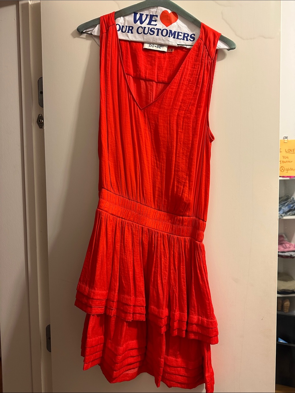 DO+BE Red Sleeveless Tiered V-Neck Mini Dress